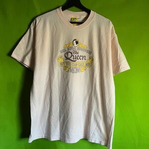Vintage 2001 Big Dogs The Queen Mom Graphic T-Shirt Pink Large Humor Glitter